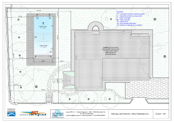 piscina interrata isoblok, forma classica, copertura tapparella sommersa a carabottino, costruita a Pino Torinese da Acqua SPA®